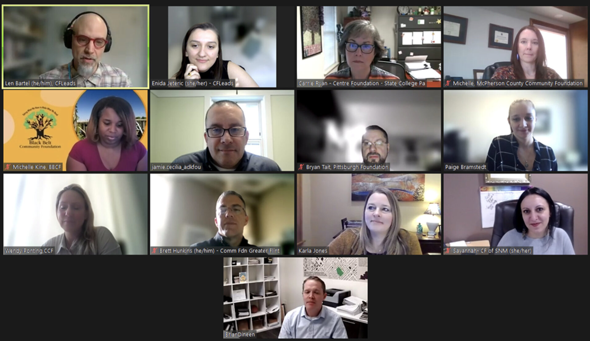 Screenshot of a Zoom call with the ELI for CFOs cohort.